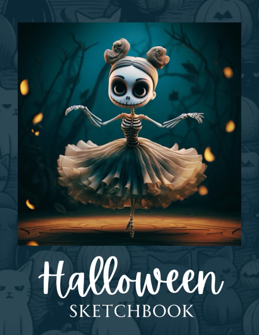 ler totalmente Halloween Sketchbook: Gorgeous dancing skeleton themed book for lovers of the spooky season