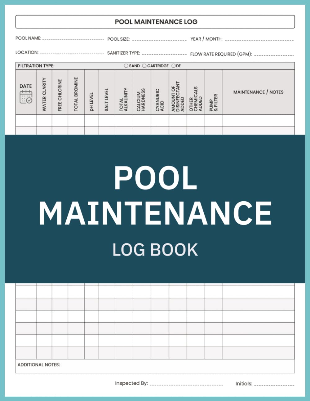 Pool Maintenance Log Book: Swimming Pool Maintenance Checklist