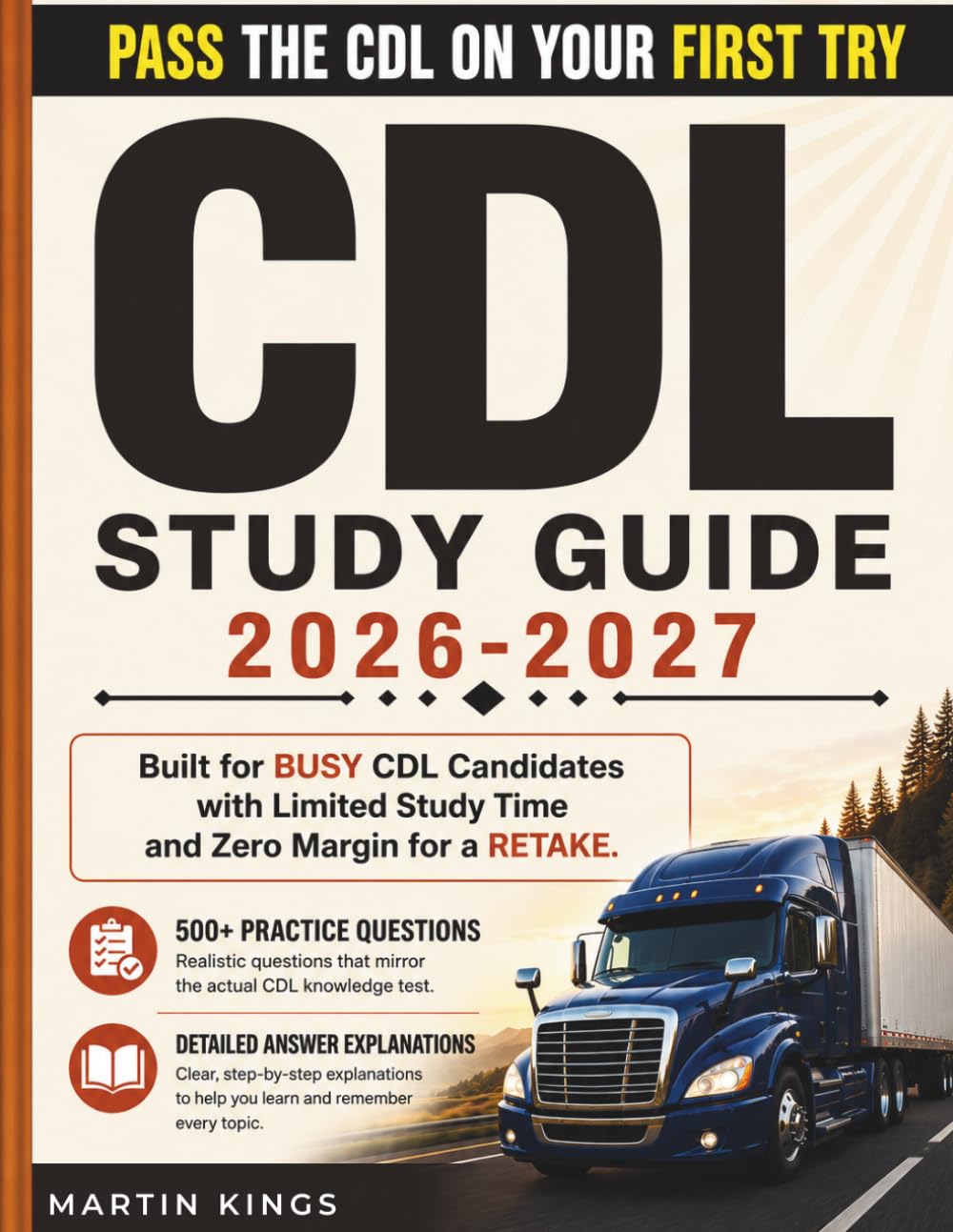 capítulo por capítulo baixar CDL Study Guide 2026-2027: Commercial Driver's License Exam Prep for Class A, B & C with 500+ Practice Test Questions, 5 Full-Length Exams & Answer Explanations to Pass on Your First Try.