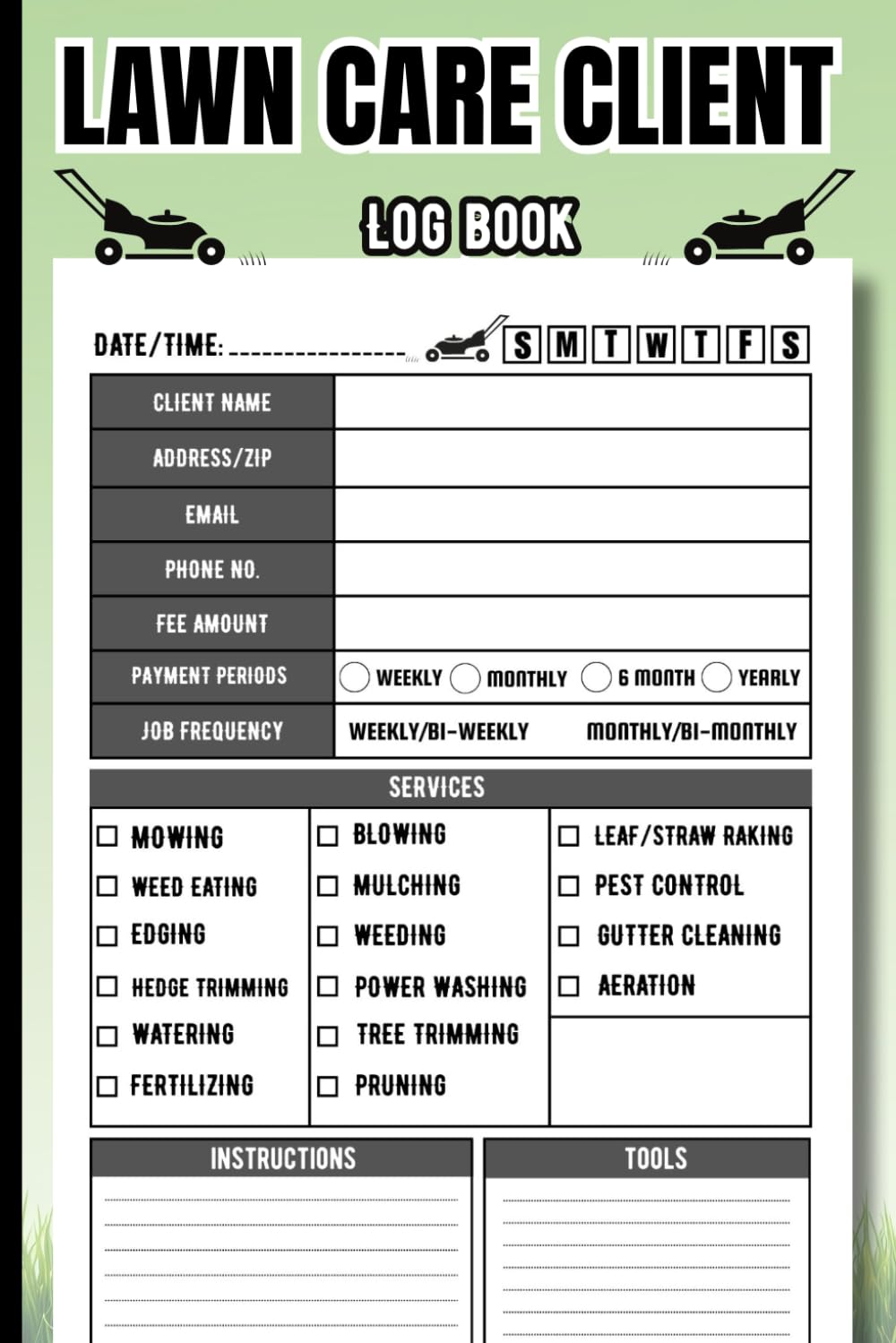ler totalmente Lawn care client Log book: Weekly lawn maintenance scheduling journal,Format A5 and 120 Pages.