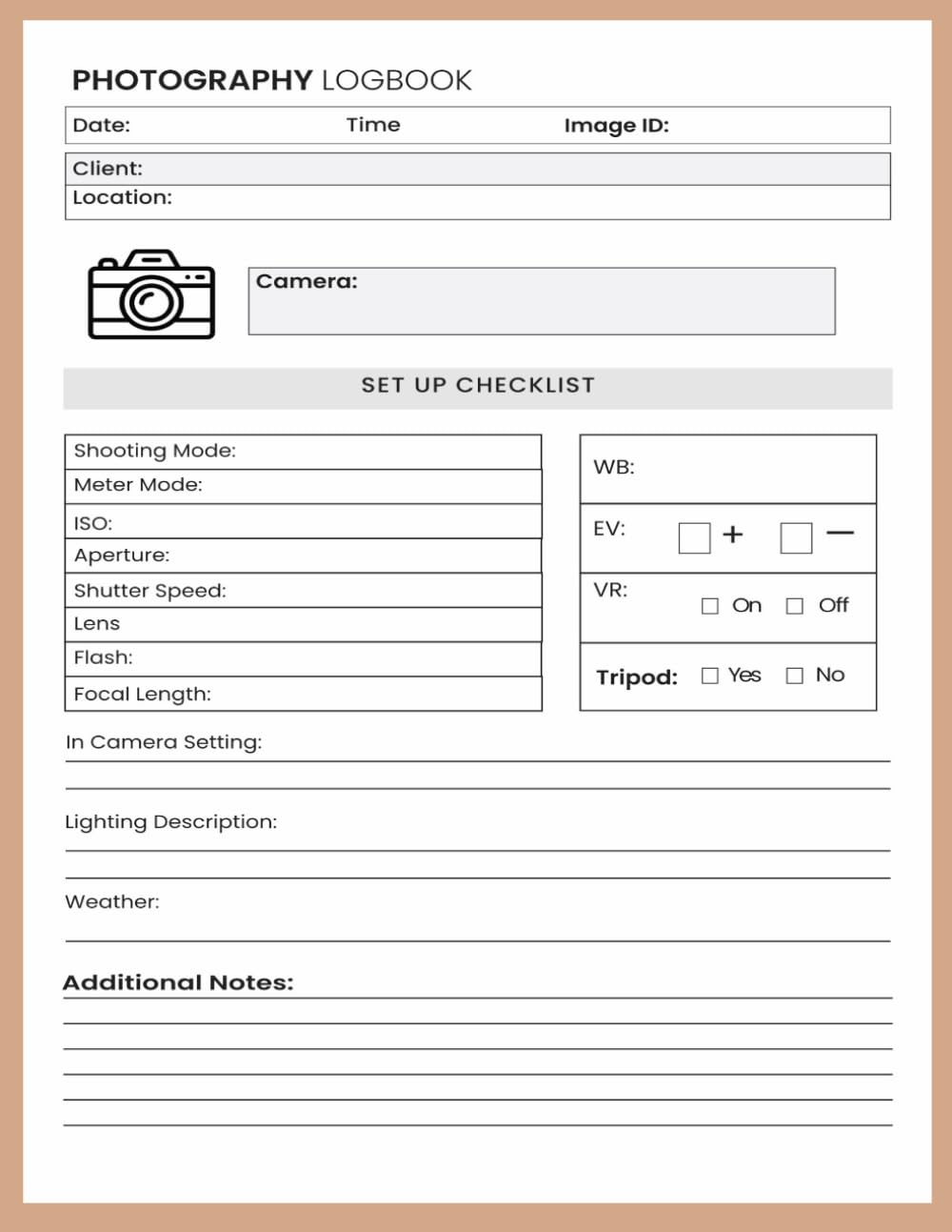 ler totalmente Photography Log Book: Photographer Journal, Photo and Photography Log Book, Photography Record Log Notebook, Professional Camera Notes Camera Notes