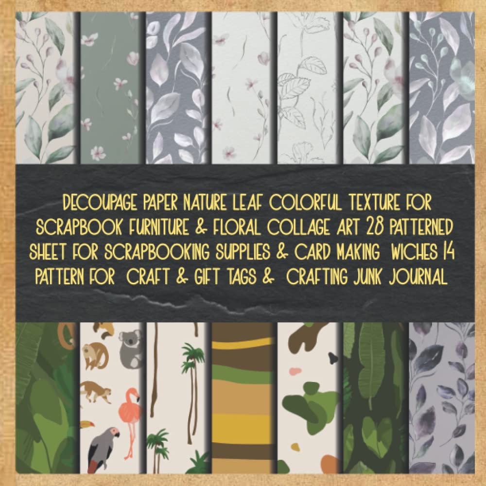 ler totalmente decoupage paper nature leaf colorful texture for scrapbook furniture & floral collage art 28 patterned sheet for scrapbooking supplies & card making... craft & gift tags & crafting junk journal