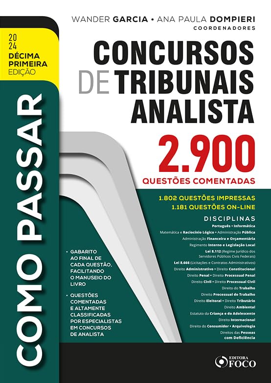 Como Passar em Concursos de Tribunais Analista - 2.900 Questões Comentadas - 11ª Ed - 2024: 11 baixar livro de graça