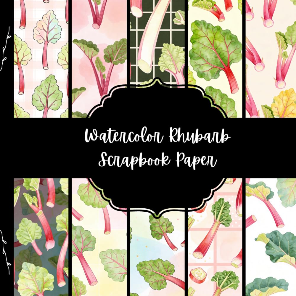 ler totalmente Watercolor Rhubarb Scrapbook Paper, Vegetable Junk Journal Paper, Kitchen Decorative Paper, DIY Projects, Origami, Collage Sheets, Decoupage Paper, 10 Designs, Double Sided