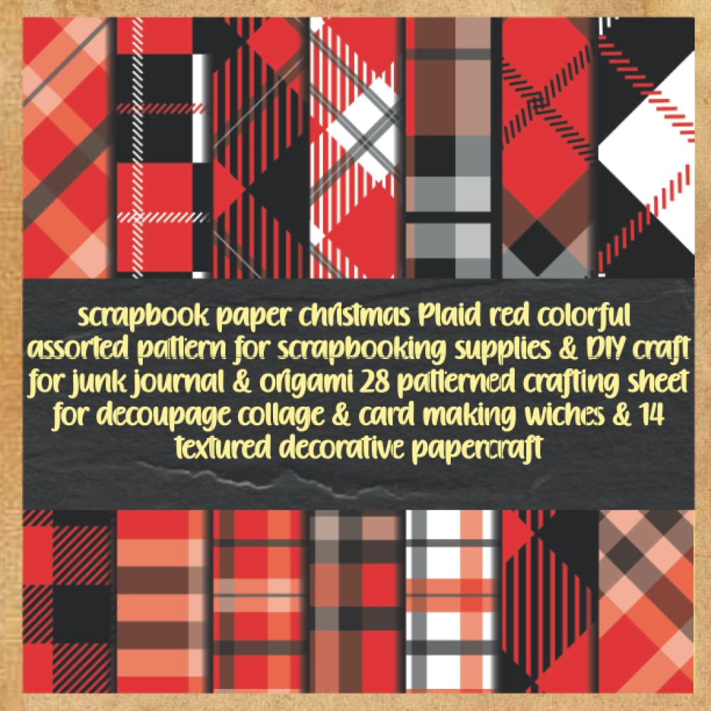 capítulo por capítulo baixar scrapbook paper christmas Plaid red colorful assorted pattern for scrapbooking supplies & DIY craft for junk journal & origami 28 patterned crafting... wiches & 14 textured decorative papercraft