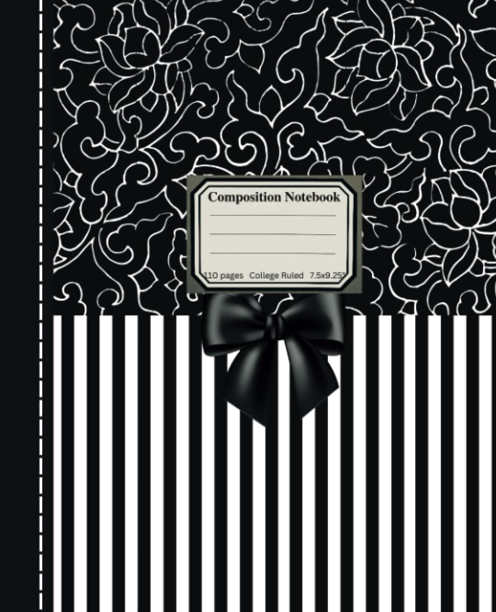 Composition Notebook College Ruled: Bougie Boutique Black & White Stripe Monochrome Vintage Pattern Lined Journal For Ladies With Side Stitch Effect & Satin Bow Detail baixar o livro de graça