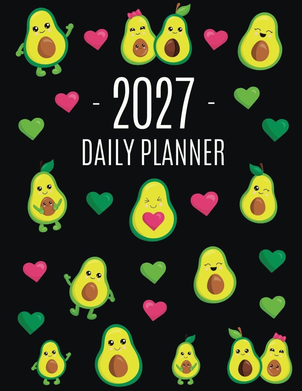ler totalmente Avocado Daily Planner 2027: Funny & Healthy Fruit Organizer: January-December (12 Months) Cute Green Berry Year Scheduler with Pretty Pink Hearts