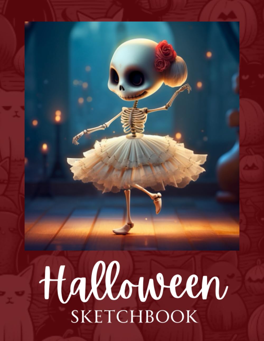 ler totalmente Halloween Sketchbook: Gorgeous dancing skeleton themed book for lovers of the spooky season