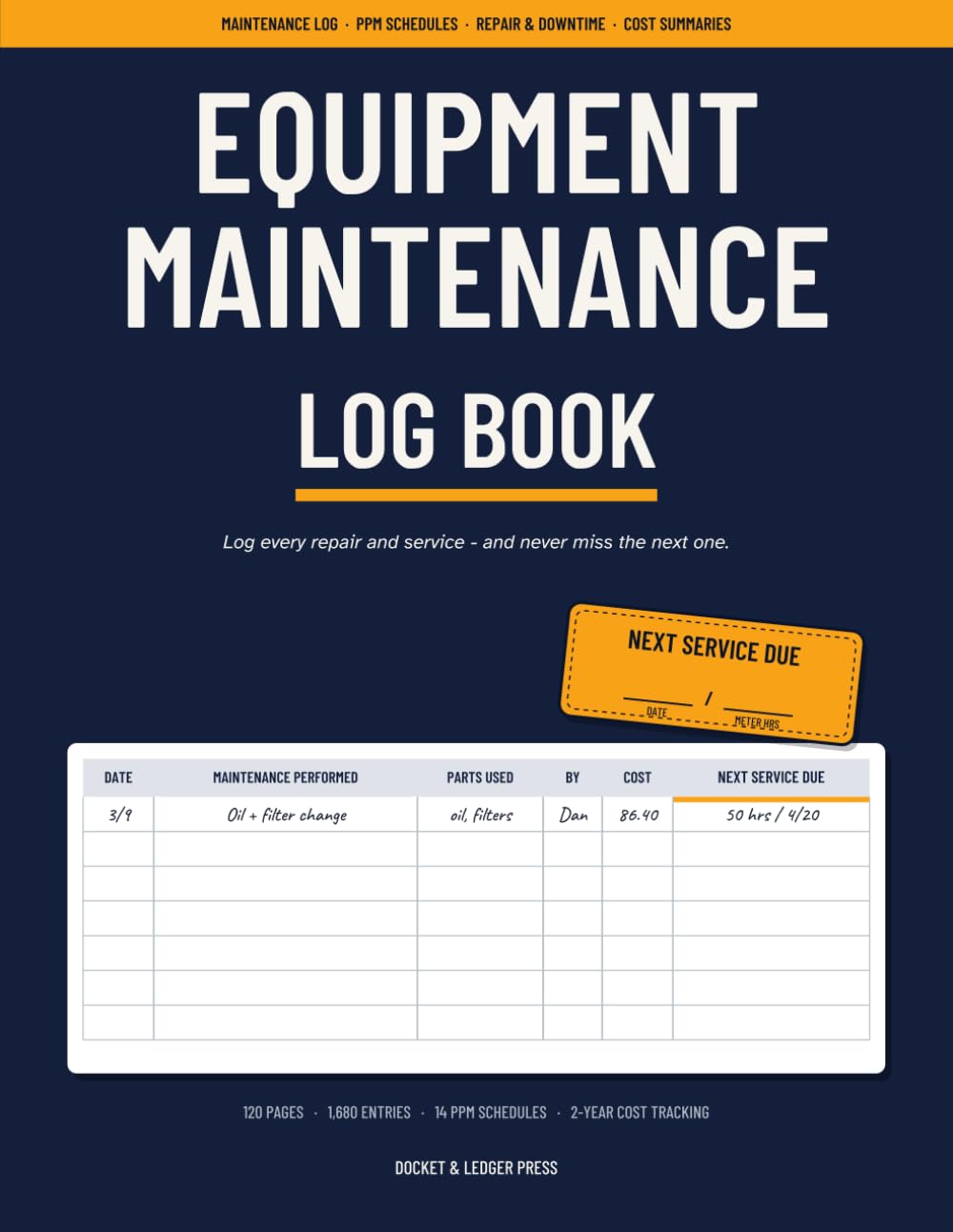 ler totalmente Equipment Maintenance Log Book: Preventive Maintenance Schedules, Service and Repair Records, Downtime and Cost Tracking for Machinery, Vehicles and Heavy Equipment