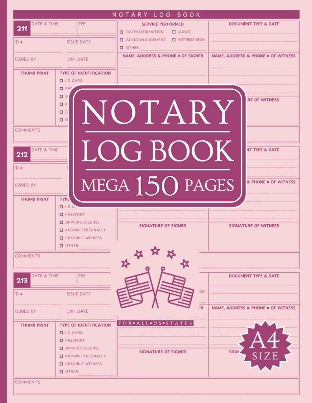 Notary Log Book: Mega 150-Page Journal for Accurate, Compliant Record Keeping for USA Notarial Acts – Pink Cover baixar o livro de graça