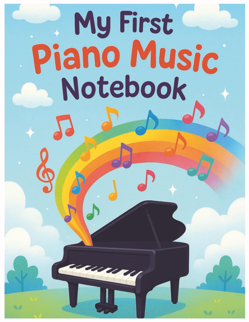 ler totalmente My Colorful Piano Music Notebook: Fun & Magical Blank Sheet Music Book for Kids – 100 Pages with Large Staves for Easy Practice and Composition