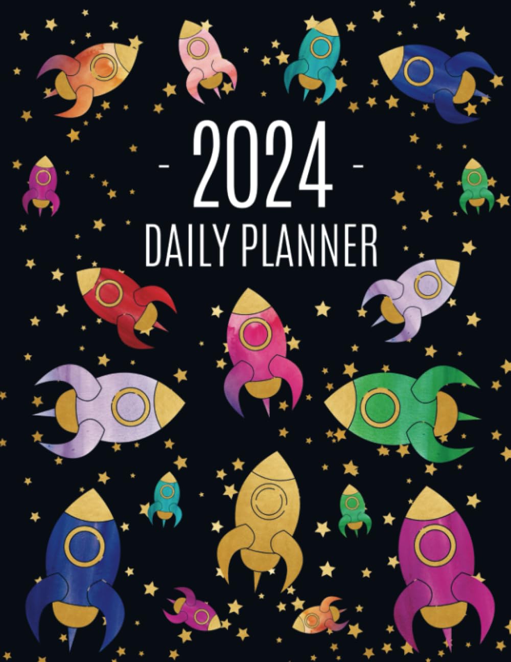 ler totalmente Space Rocket Daily Planner 2024: Stylish Spacecraft Daily Organizer: January–December (12 Months) | Cute Large Funny Watercolor Year Scheduler