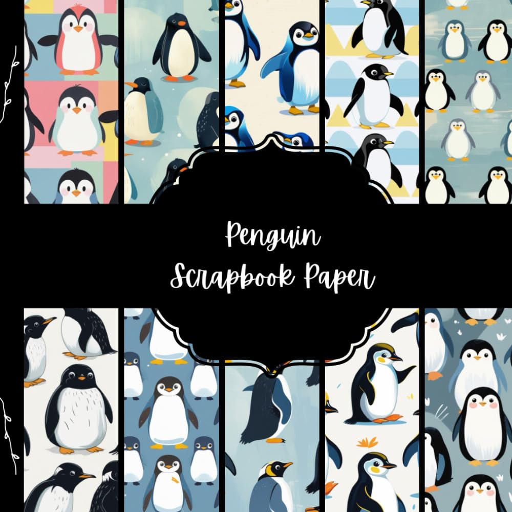 ler totalmente Penguin Scrapbook Paper, Bird Junk Journal Paper, Winter Animal Decorative Paper, DIY Projects, Origami, Collage Sheets, Decoupage Paper, 10 Designs, Double SIded