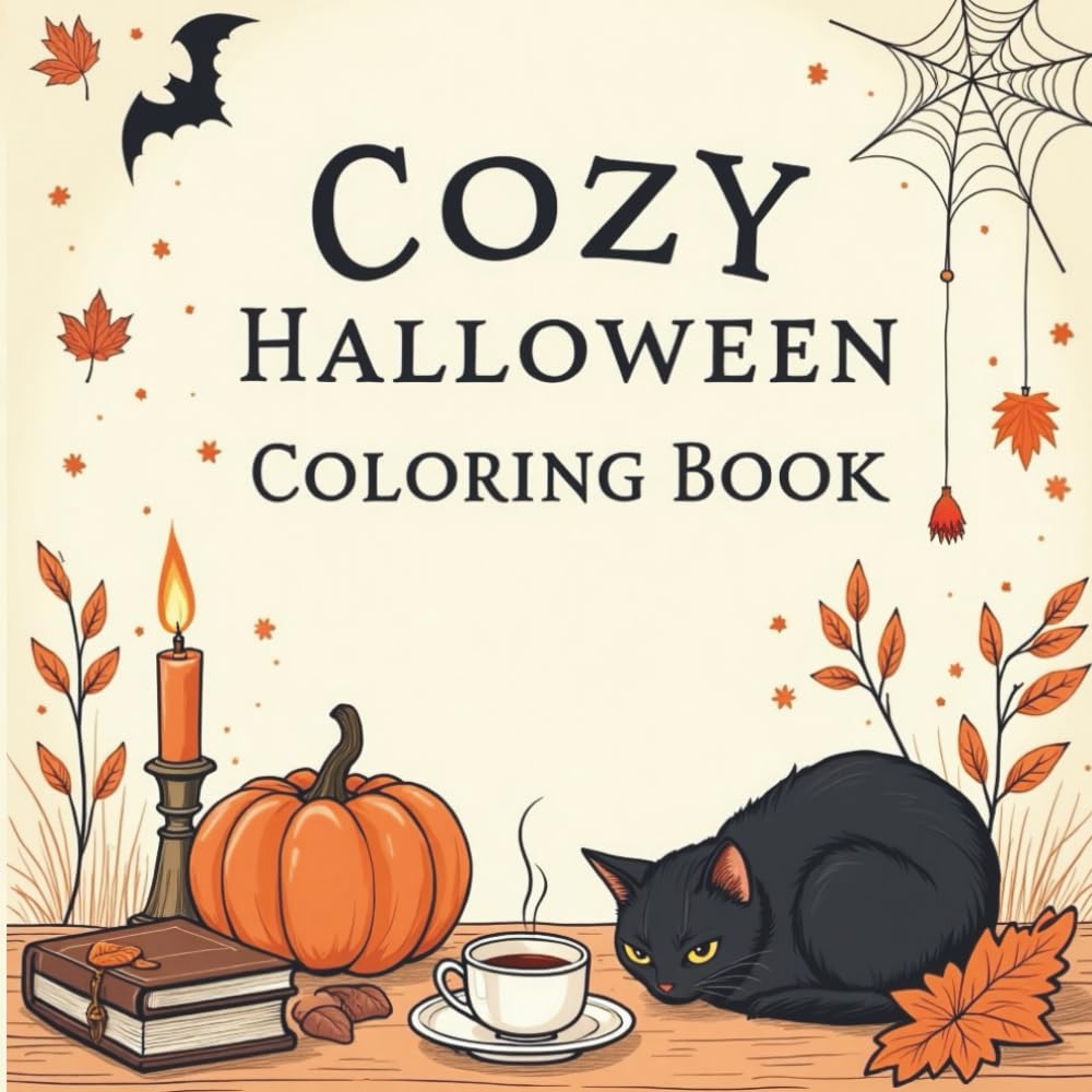 Cozy Halloween Coloring Book: Cute and Spooky Coloring Pages for All Ages | Fun Halloween Designs with Pumpkins, Black Cats, Haunted Houses & Autumn Magic baixar o livro de graça