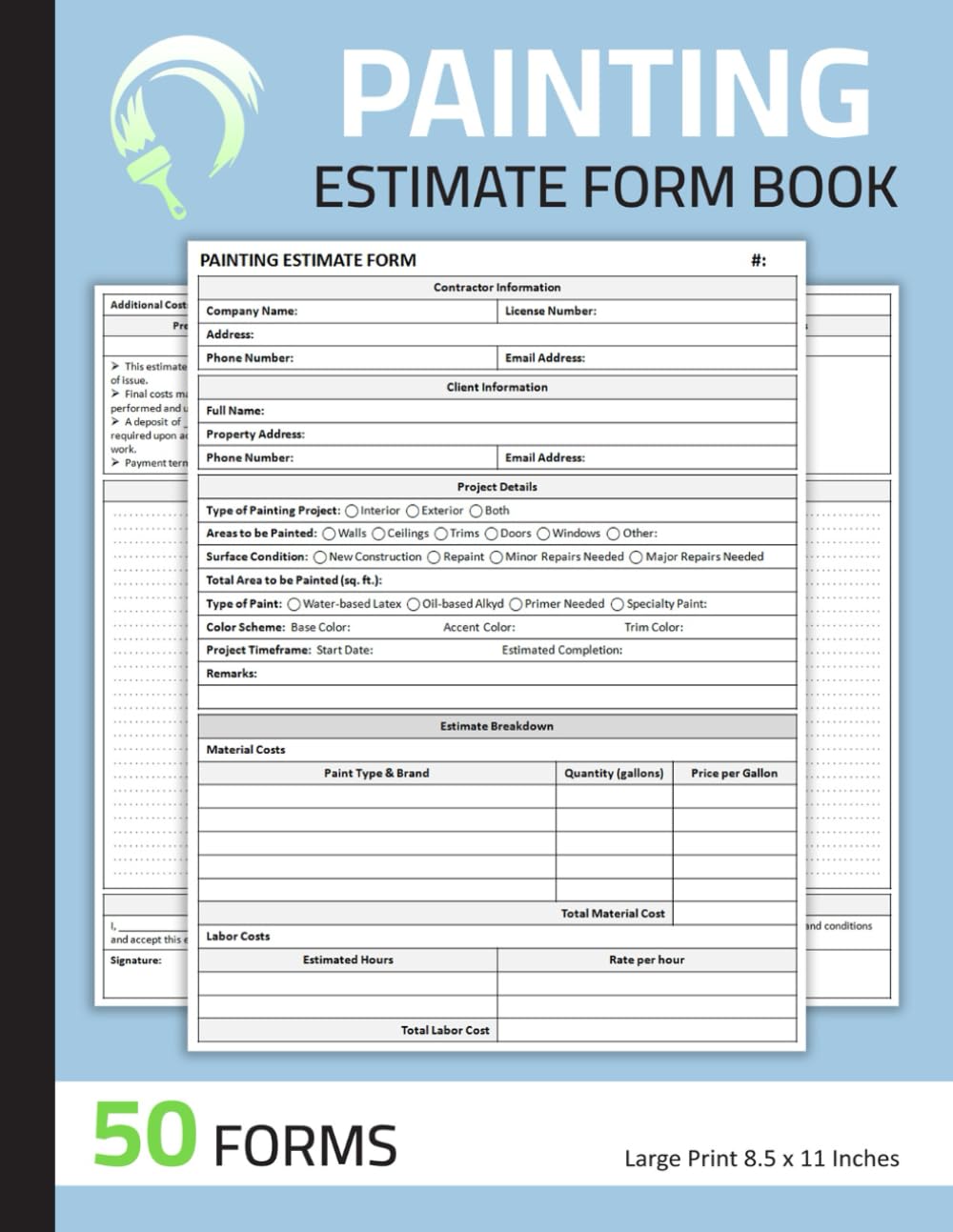 Painting Estimate Form Book: Painter Estimating Sheets | Painting Contractor Proposal Forms | 100 Pages (50 Forms) baixar o livro de graça