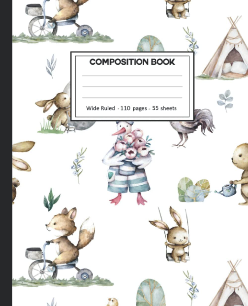 Composition Notebook: Little Animals Wide Ruled Paper Notebook Journal size 7.25 x 9.25” for student