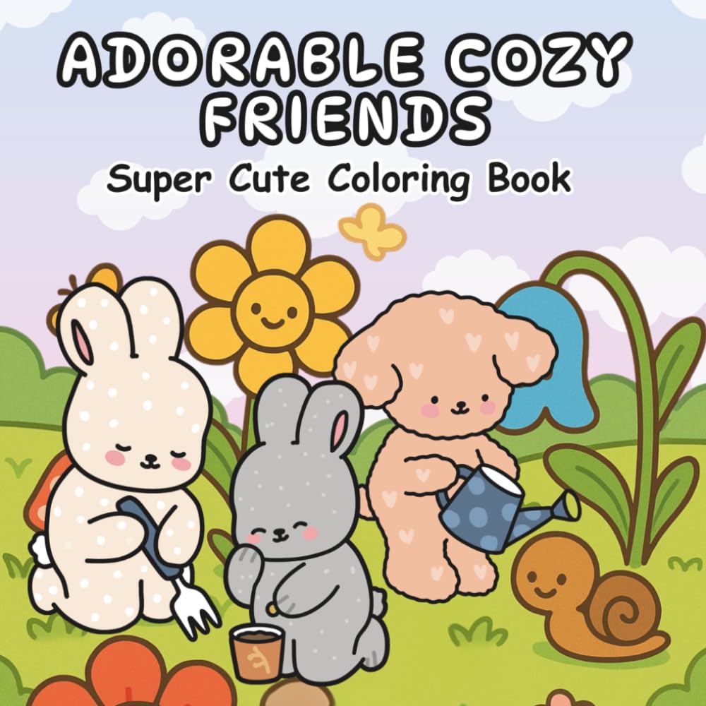 ler totalmente Adorable Cozy Friends: Super Cute Coloring Book for Adults and Teens Featuring Animals Characters participating in gardening and fun for relaxation(Bold & Easy)