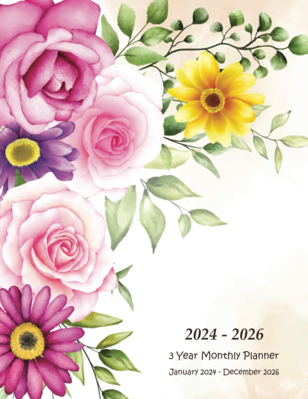 2024-2026 3 Year Monthly Planner: Large Print 36 Months Calendar from January 2024 to December 2026 with Federal Holidays. Floral Cover. baixar livro de graça