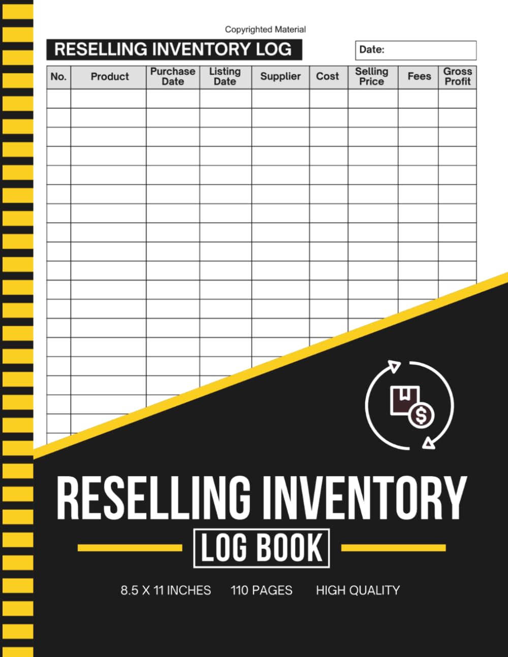 Reselling Inventory Log Book: Simple Inventory and Sales Record Keeping | Track Products, Purchases, Listings, Costs, Fees and Profits with Ease | Large Print 8.5" x 11" Inches, 110 pages