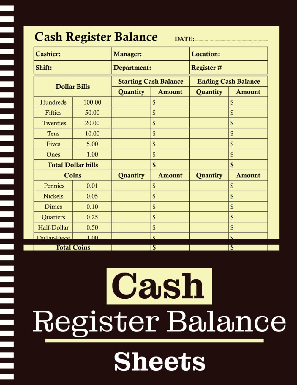 ler totalmente Cash Register Balance Sheets: A Cashier Log Book For Daily Drawer Count Tracker | Currency, Coin, And Deposit Record Forms