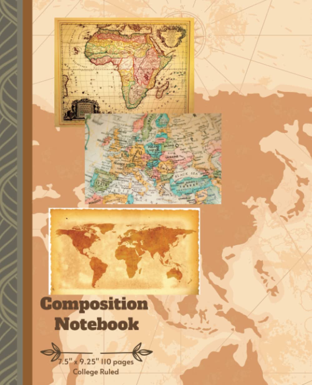 ler totalmente Composition Notebook College Ruled: Vintage World Maps | 110 pages | 7.5" x 9.25"