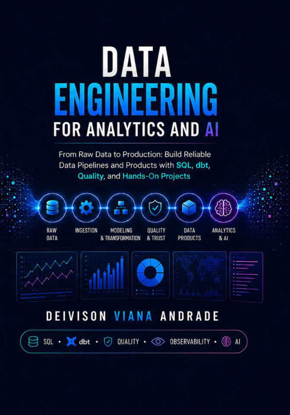 ler totalmente Data Engineering for Analytics and AI: From Raw Data to Production: Build Reliable Data Pipelines and Products with SQL, dbt, Quality, and Hands-On Projects