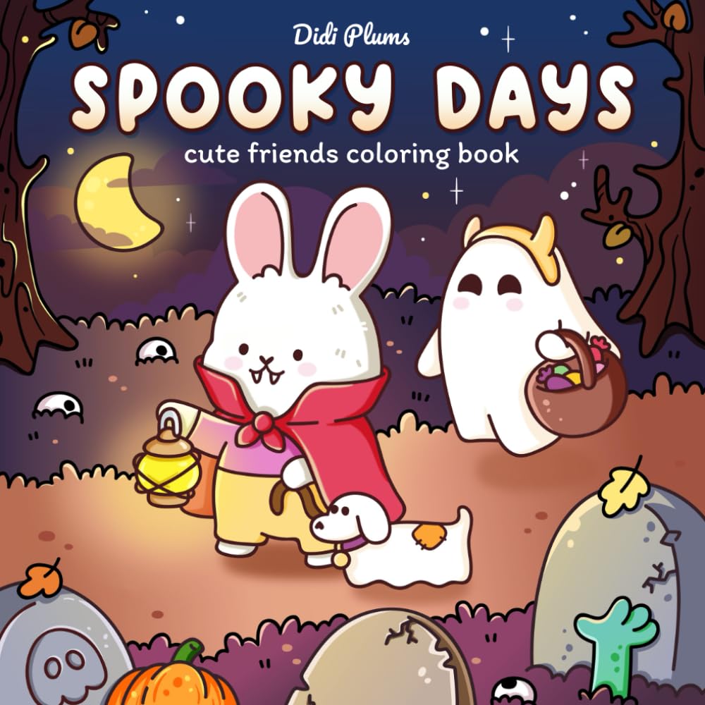 ler totalmente Spooky Days: Coloring Book for Adults & Teens Featuring Adorable Friends, Creepy Characters and Cozy Scenes for Relaxation and Stress Relief