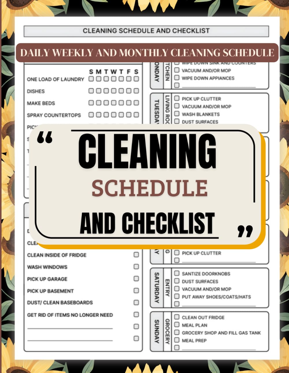 ler totalmente Cleaning Schedule and Checklist: Daily Weekly and Monthly Cleaning Schedule Checklist Planner | Household Chores with Check Lists | House Cleaning Planner and Organizer