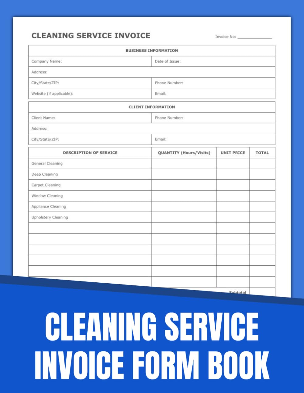 Cleaning Service Invoice Form Book: Up to 60 Ready-to-Use Forms for Cleaning Service Providers. baixar o livro de graça