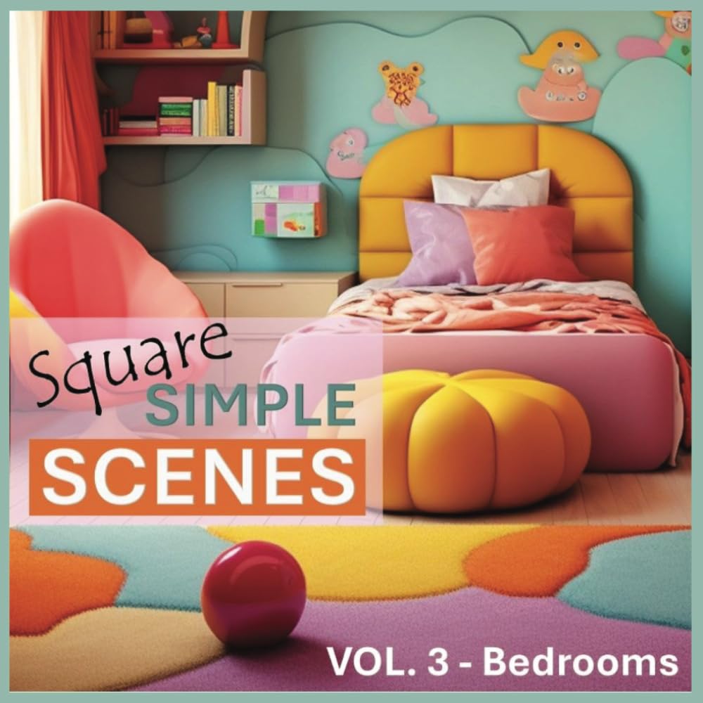 capítulo por capítulo baixar Vol 3 Square Simple Scenes Black Bold Easy Full-Page Framed Border Coloring Book: 55 Designs Fun Relaxing for Adults and Kids, Bedroom Scenes, All Ages (Square Simple Scenes Bold Easy Fun)