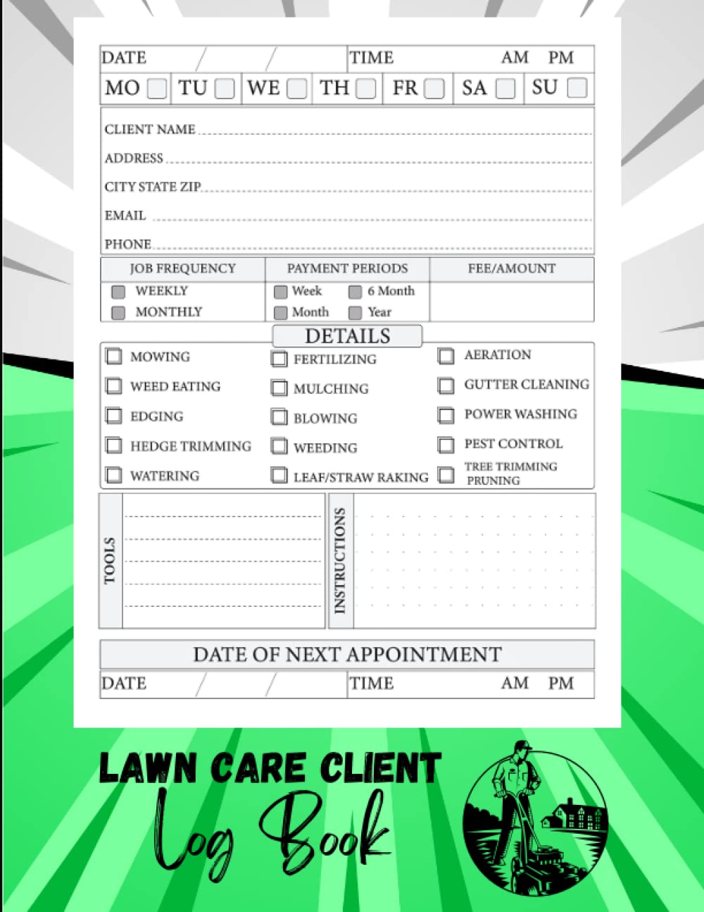 Lawn Care Client Log Book: Lawn Care Business Book | Lawn Mowing And Landscape Appointment Logbook | Keep a Record of Your Client's Information | 120 pages | 8.5 x 11 inches baixar livro de graça