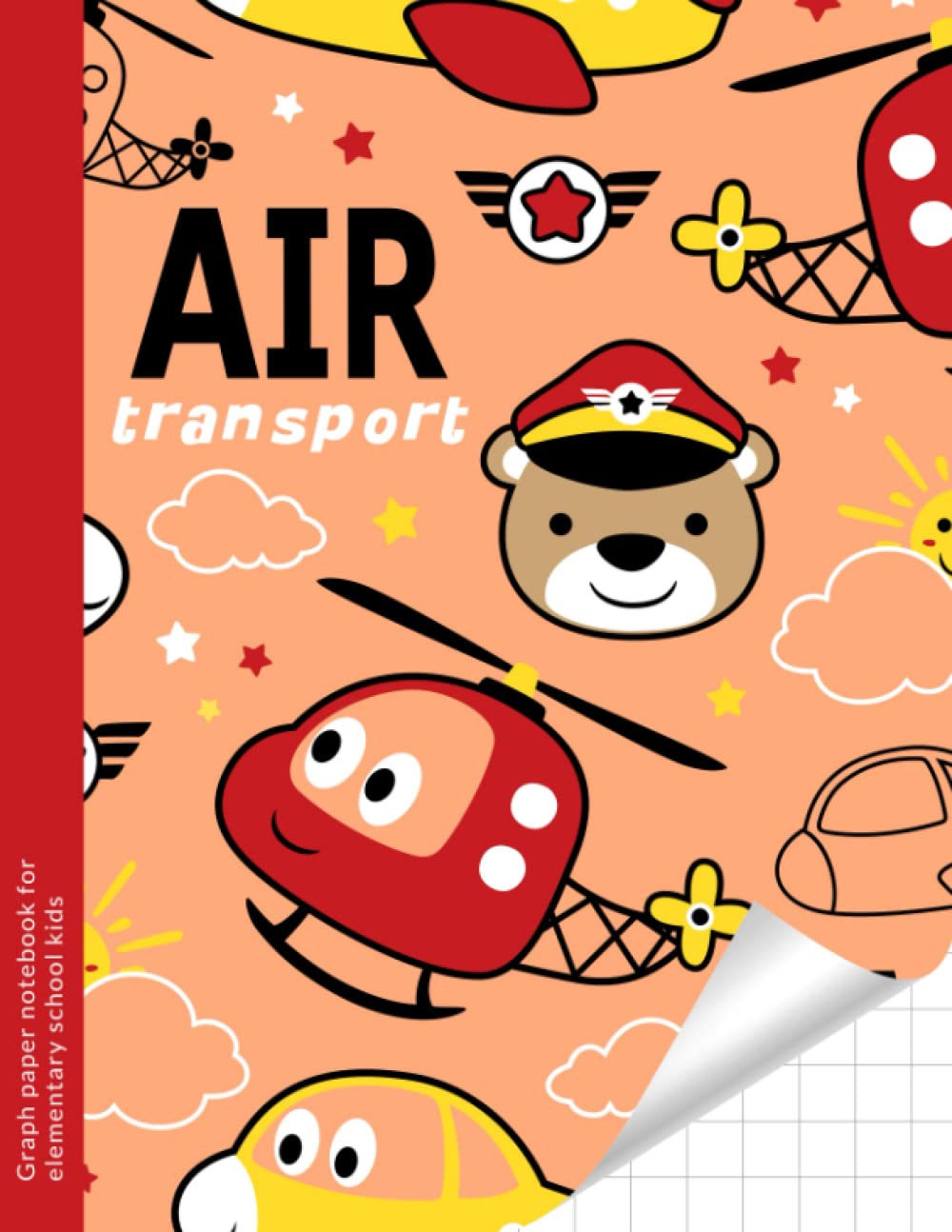 Graph paper notebook for elementary school kids: Air-Transport themed 1/2 inch squares graph paper composition notebook for kids ages 4-8, for math, multiplication, Graphing & exercising