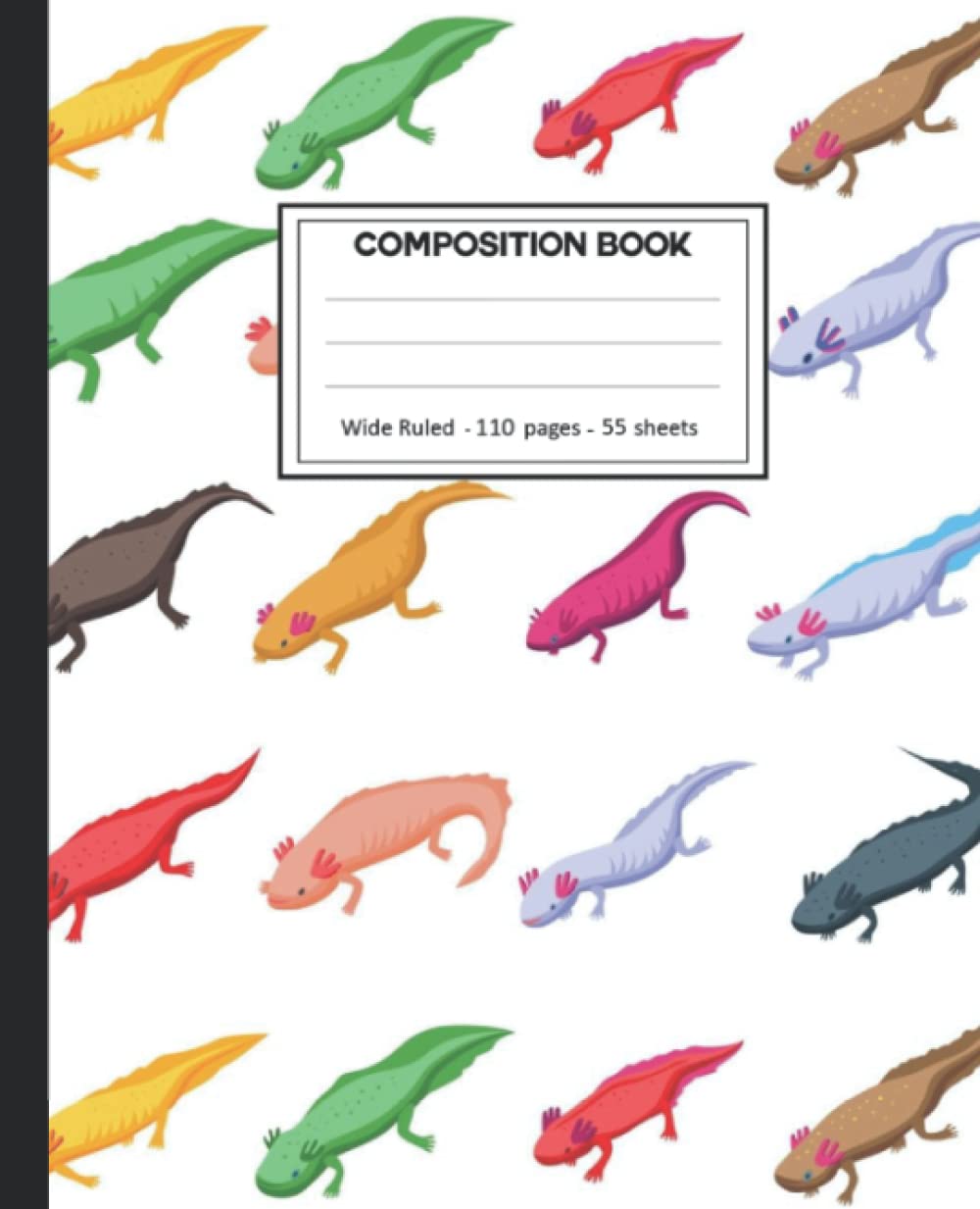 ler totalmente Composition Notebook: College Ruled: 110+ Lined Pages Writing Journal: Axolotl on White.