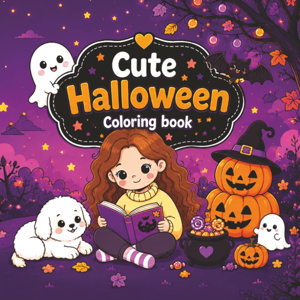 ler totalmente Cute Halloween: Coloring Book for Adults and Teens, 40 girly illustrations (spooky but adorable): (easy coloring, stress-relief, relaxation)