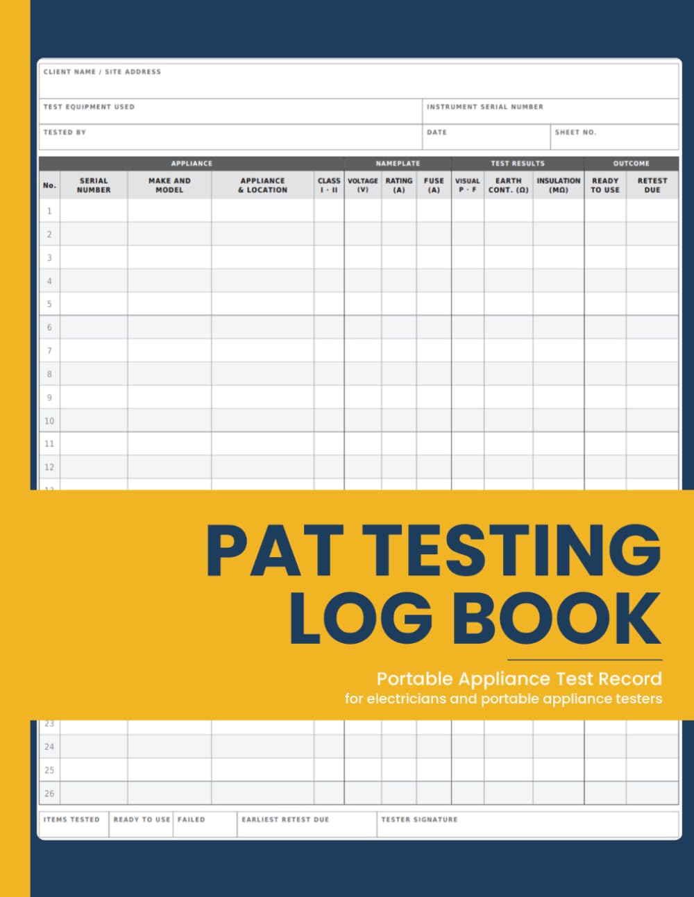 PAT Testing Log Book: Portable Appliance Test Record for Electricians and Portable Appliance Testers baixar o livro de graça