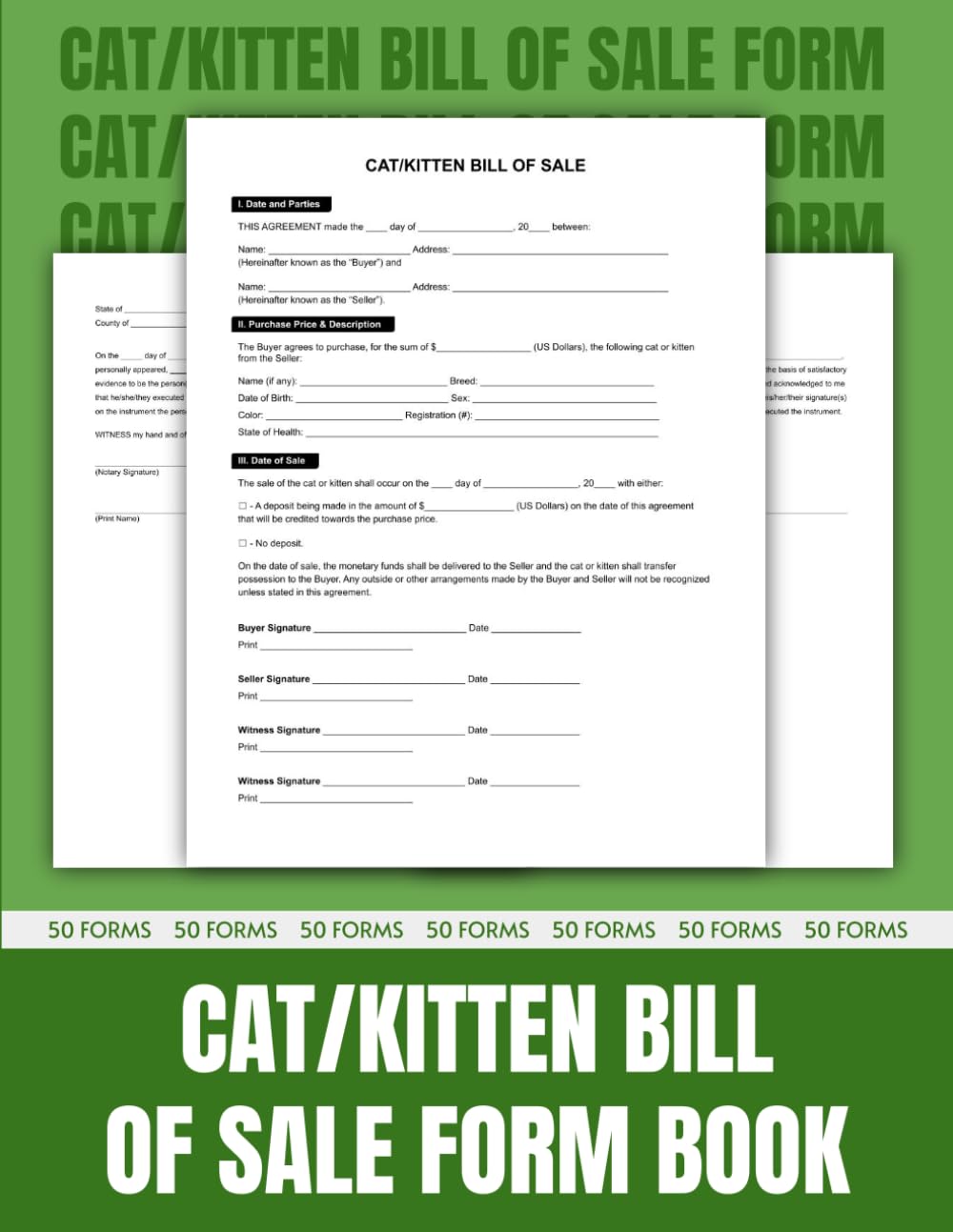 ler totalmente Cat/Kitten Bill of Sale Form Book: 50 Legal Forms for Secure and Organized Pet Transactions | 8.5 x 11 inches.