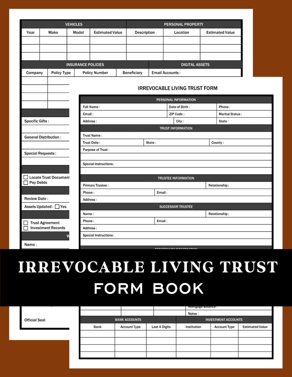 Irrevocable Living Trust Form Book: A Simple Estate Planning Workbook with Trust Information Forms, Trustee & Beneficiary Records, Asset Inventory,... Asset Protection and Inheritance Planning Doc baixar o livro de graça