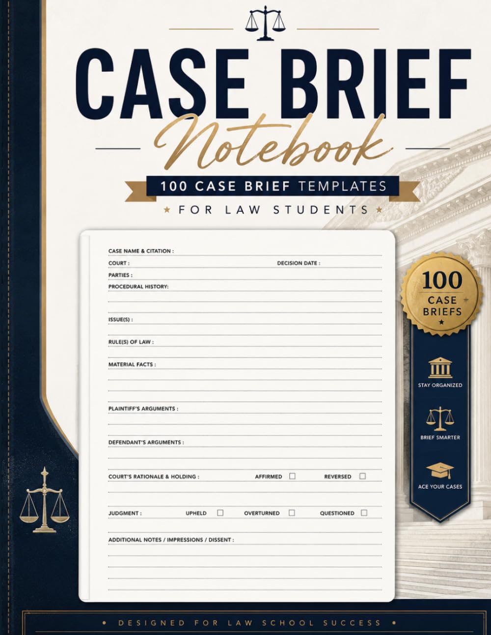 Law School Case Brief Notebook: Simple Case Brief Templates for Law Students | Facts, Issues, Rules, Arguments, Holding & Legal Analysis baixar livro de graça