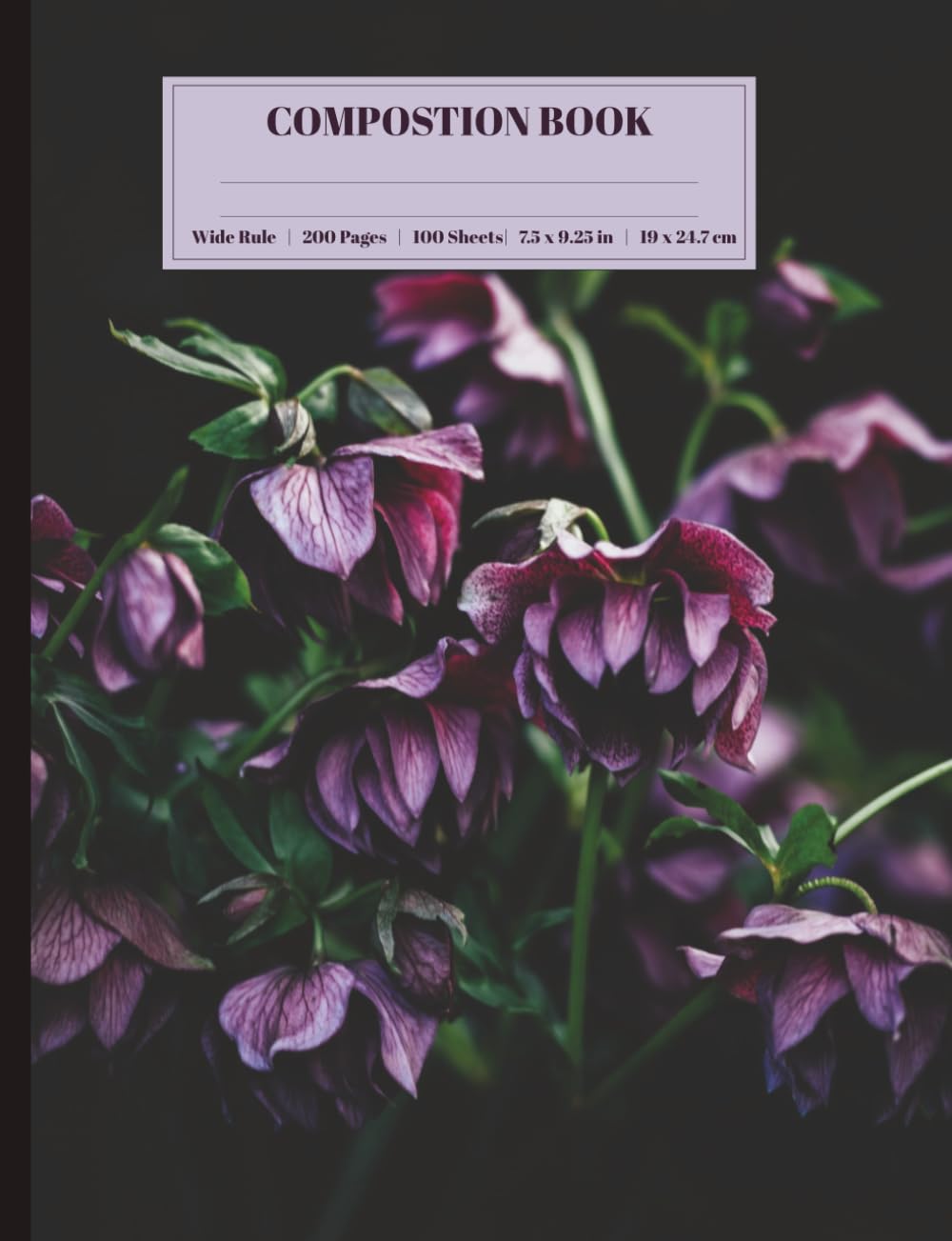 Moody Purple Hellebore Wide Rule Composition Notebook: Moody Floral Wide Rule Notebook baixar o livro de graça