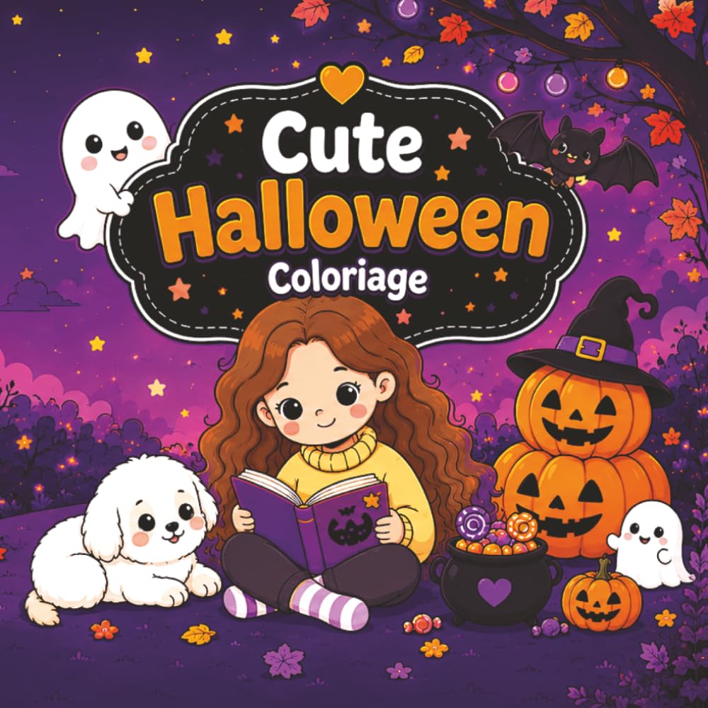 capítulo por capítulo baixar Cute Halloween: Coloriage pour adultes, adolescents et enfants, 40 illustrations adorables (fantôme, costumes, décors, etc.): (coloriage facile, anti-stress, relaxant) (French Edition)