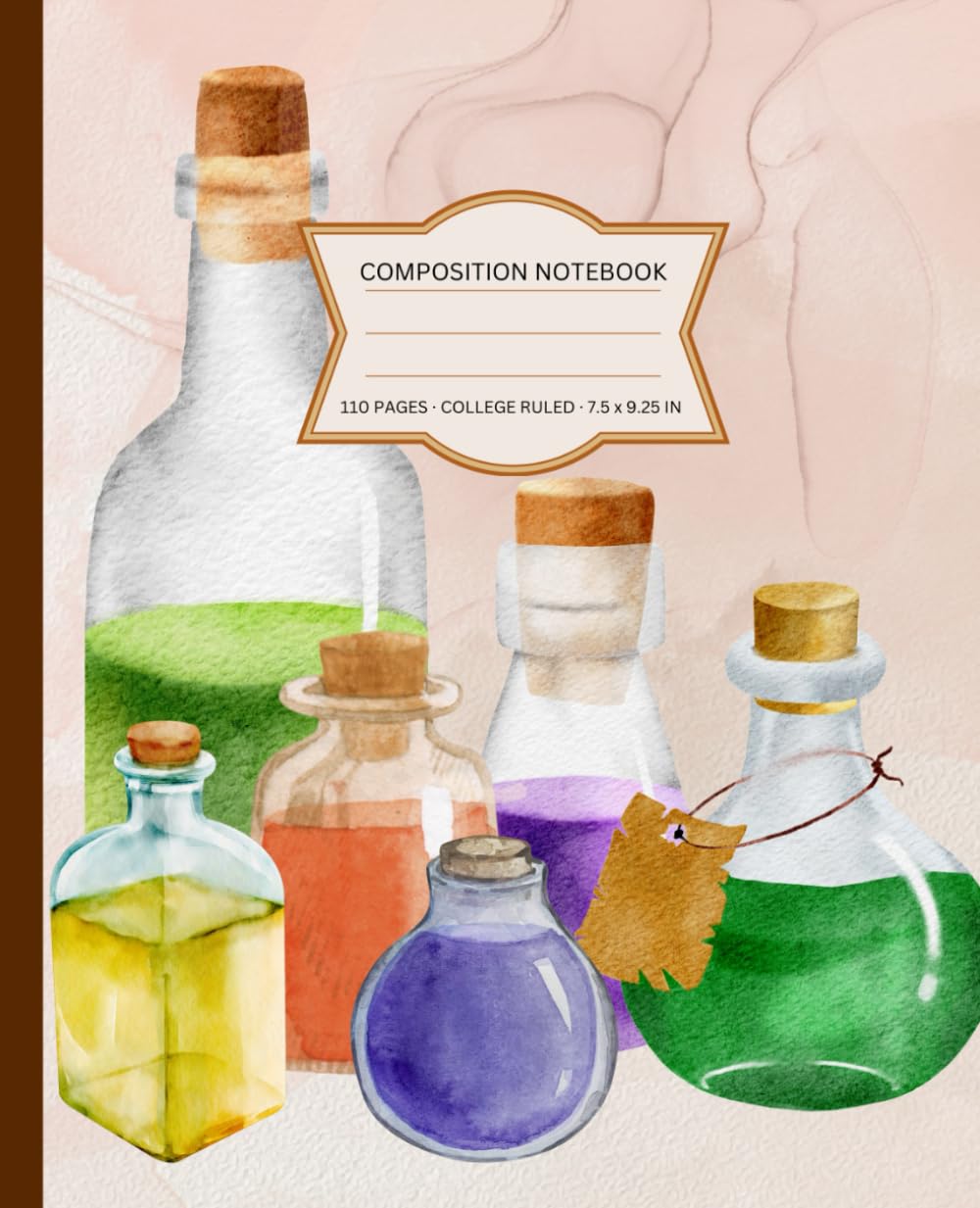 ler totalmente Composition Notebook Journal College Ruled: Vintage Beautiful Glass Bottles Watercolor Aesthetic | Botanicals