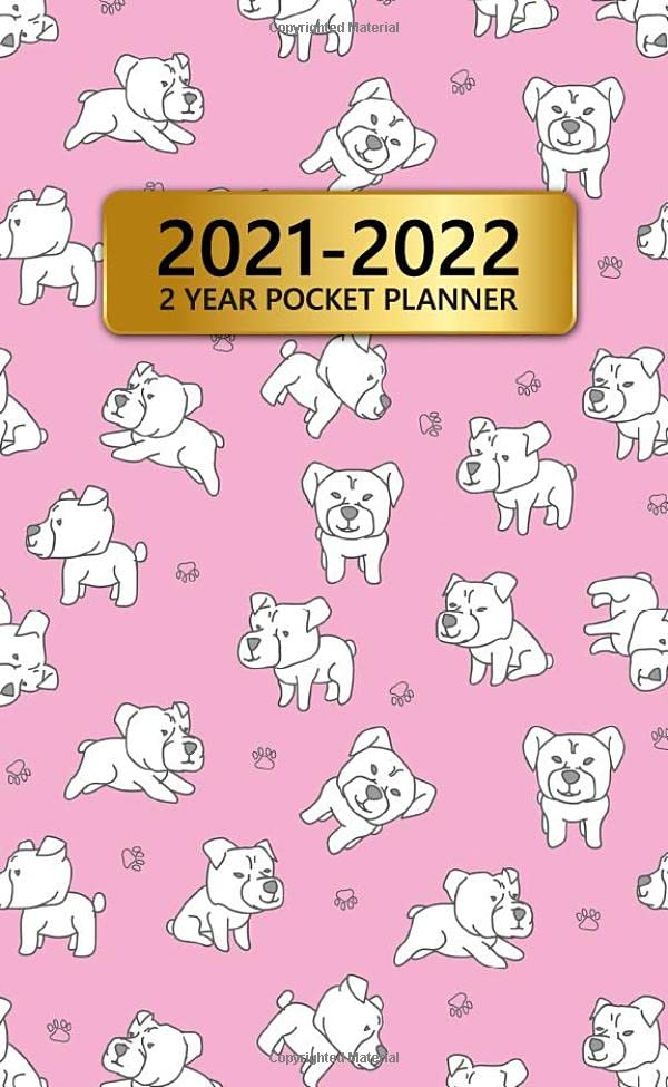 ler totalmente 2021-2022 2 Year Pocket Planner: Two Year Monthly Organizer Calendar Agenda with Helpful Features - Cartoon Baby Pit Bull Dog Print
