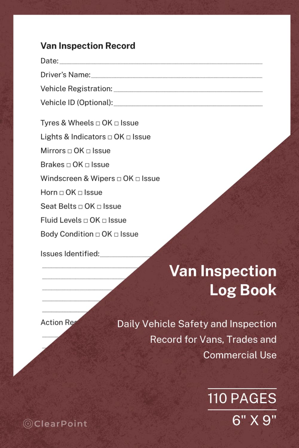 Van Inspection Log Book: Daily Vehicle Safety and Inspection Record for Vans, Trades and Commercial Use | 110 Pages | 6 × 9: Van Safety Check Log for Drivers, Trades and Business Vehicles baixar o livro de graça