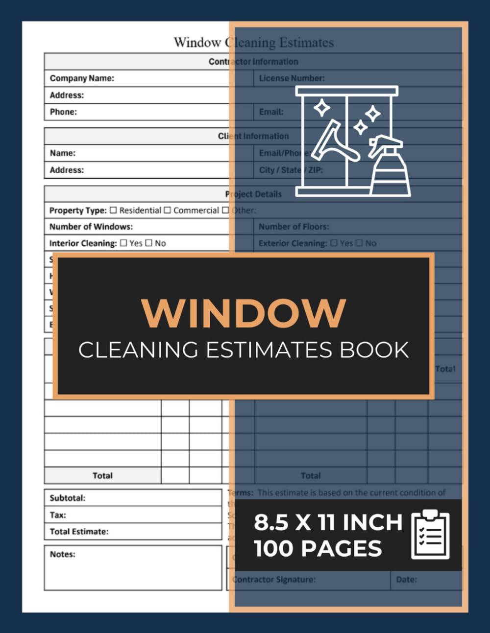 ler totalmente Window Cleaning Estimates: Windows Cleaning Estimate Form Book | Window Washing Job Invoice | 50 Forms