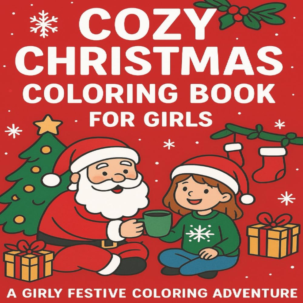 Cozy Christmas Coloring Book for Girls: 50 Fun and Cute Holiday Designs with Santa, Reindeer, Christmas Trees, Gifts, and More – Bold, Girly, and Festive Pages to Spark Holiday Joy! baixar livro de graça