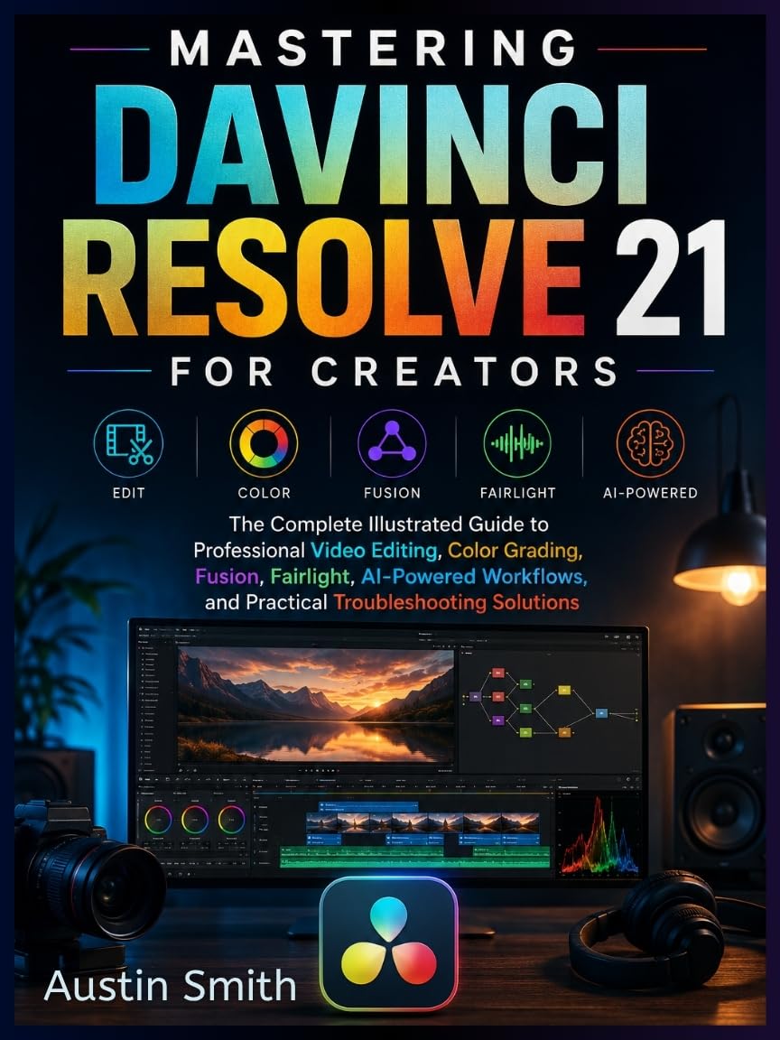 capítulo por capítulo baixar MASTERING DAVINCI RESOLVE 21: The Complete Illustrated Guide to Professional Video Editing, Color Grading, Fusion, Fairlight, AI-Powered Workflows, and... Software Guides Book 4) (English Edition)