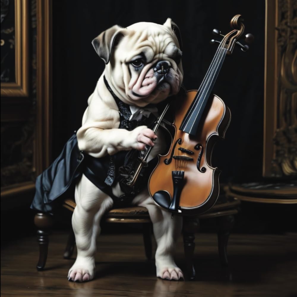 ler totalmente QUADERNO PENTAGRAMMATO formato QUADRATO “Bulldog che suona il violino”: Quaderno di musica pentagrammato IDEA REGALO | formato QUADRATO cm. 21x21 |... qualità | Finitura opaca (Italian Edition)