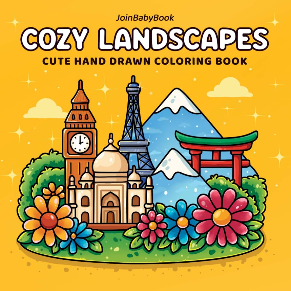 ler totalmente Cozy Landscapes: Cute Coloring Book for Adults and Teens with Bold and Easy Designs for Relaxation and Stress Relief