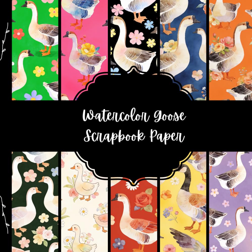 Watercolor Goose Scrapbook Paper, Bird Junk Journal Paper, Farm Animal Decorative Paper, DIY Projects, Origami, Collage Sheets, Decoupage Paper, 10 Designs, Double Sided baixar o livro de graça