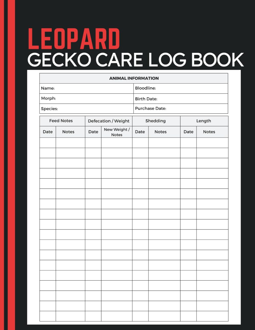 Leopard Gecko Care Log Book: Feeding, Weight, Shedding and Growth Records for Reptile Keepers and Pet Owners baixar o livro de graça